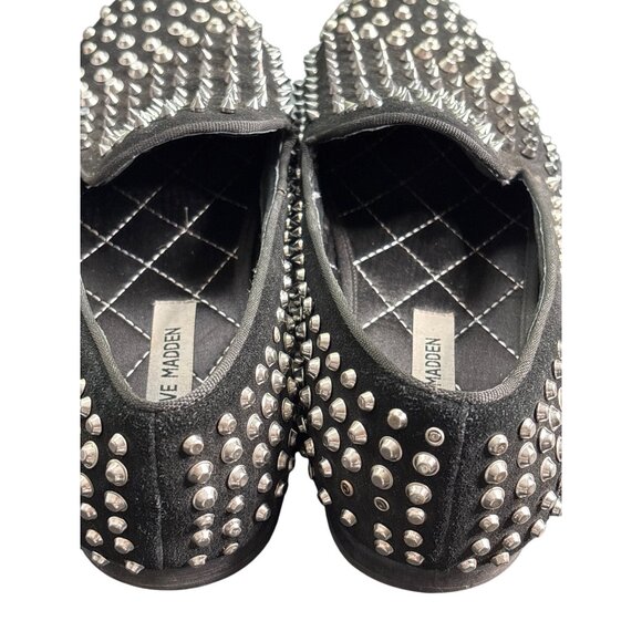 Steve Madden Men's Black Suede Silver Spiked Smoking Shoes Loafers 10 - Picture 5 of 8